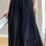 Casual Draped Ruched Double-layer Midi Skirt