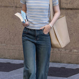 Fresh Commuter Thin Striped V-neck T-shirt