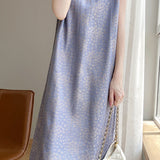 Elegant Commuter Floral Jacquard Sleeveless Tie Satin Dress