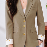 Graceful Commuter Color Contrast Cuffed Blazer Jacket