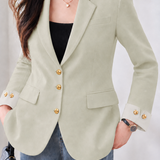 Graceful Commuter Color Contrast Cuffed Blazer Jacket