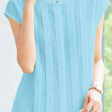 Commuter Stand Collar Vertical Pin-tuck Blouse