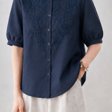 Artistic Commuter Embroidered Seven-point Sleeve Blouse