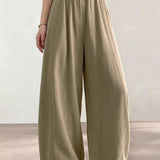 Casual High Waist Ice Silk Draped Curved Wide-leg Pants