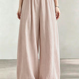 Casual High Waist Ice Silk Draped Curved Wide-leg Pants