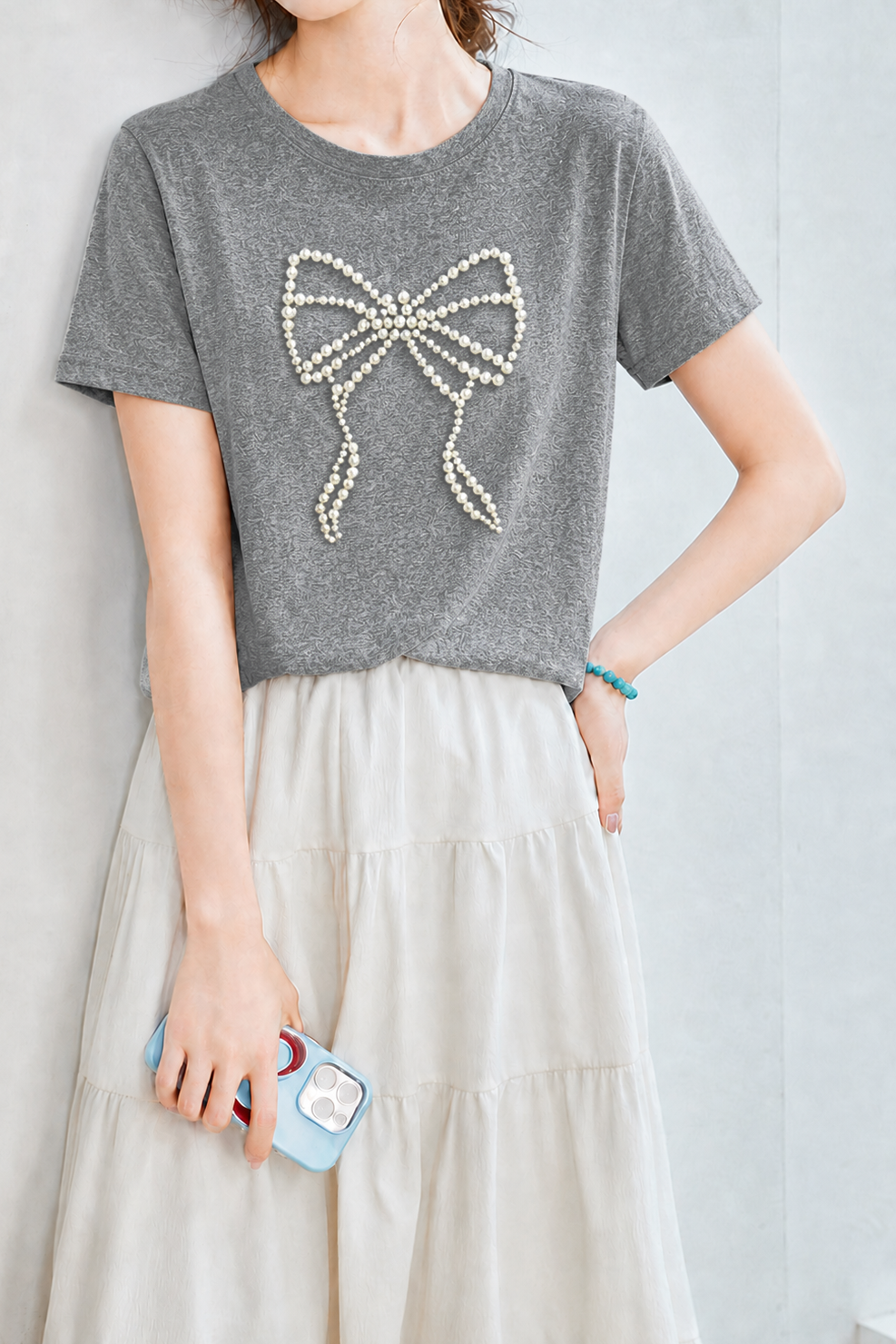 Gentle Commuter Pearl Bow T-shirt