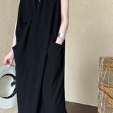 Elegant Wrap Collar Sleeveless Dress
