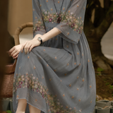 Graceful Floral V-neck Hooded Lace Embroidered Dress