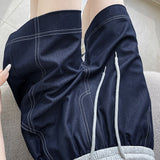 Casual Commuter Color Contrast Waist Denim Five-point Shorts