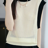 Elegant Commuter Crew Neck Tencel Sleeveless Knit Top