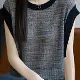 Elegant Commuter Crew Neck Tencel Sleeveless Knit Top