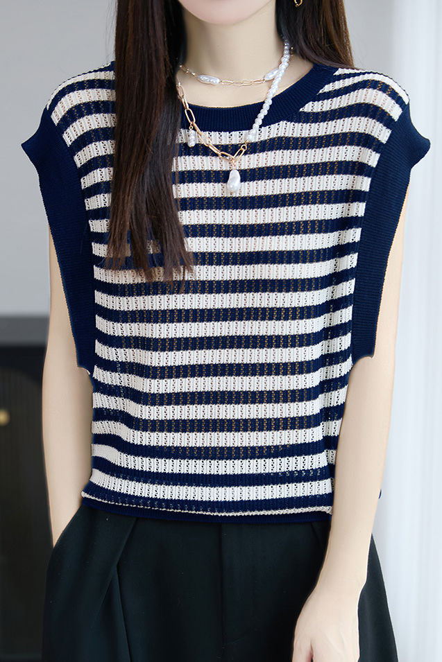 Elegant Commuter Crew Neck Tencel Sleeveless Knit Top