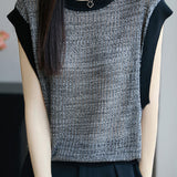 Elegant Commuter Crew Neck Tencel Sleeveless Knit Top
