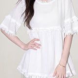 Casual Elegant Tassel Crew Neck Short Sleeve T-shirt