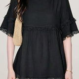 Casual Elegant Tassel Crew Neck Short Sleeve T-shirt