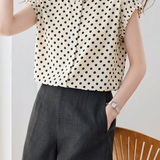 Elegant Commuter Polka Dot Short Sleeve Blouse