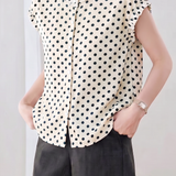 Elegant Commuter Polka Dot Short Sleeve Blouse