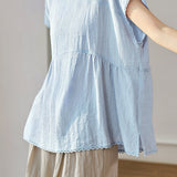 Elegant Casual Crew Neck Short Sleeve Blouse