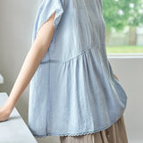 Elegant Casual Crew Neck Short Sleeve Blouse