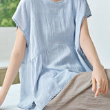 Elegant Casual Crew Neck Short Sleeve Blouse