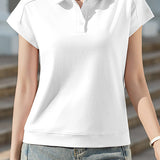 Elegant Casual Polo Collar Waist-cinched Short Sleeve T-shirt