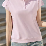 Elegant Casual Polo Collar Waist-cinched Short Sleeve T-shirt