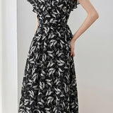 Graceful Ruffled Tie Waist Paisley Print Dress