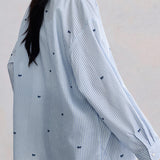 Fresh Striped Bow Embroidered Blouse