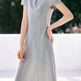 Casual Polo Collar Short Sleeve A-line Dress