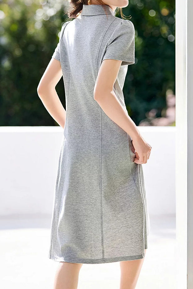 Casual Polo Collar Short Sleeve A-line Dress
