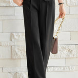 Elegant Commuter V-neck Single Button Short Sleeve Coat Pants Dress Set
