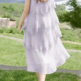Elegant Romantic Lace Trim Multi-Layer Pleated Dress