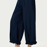 Casual Commuter Breathable Bloom Cuff Stitched Straight Pants