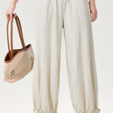 Casual Commuter Breathable Bloom Cuff Stitched Straight Pants