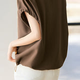 Casual Commuter Split Gathered Drawstring Shirt