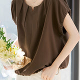 Casual Commuter Split Gathered Drawstring Shirt