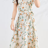 Casual Stand Collar Abstract Print Dress