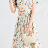 Casual Stand Collar Abstract Print Dress