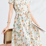 Casual Stand Collar Abstract Print Dress
