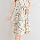 Casual Stand Collar Abstract Print Dress