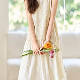 French Elegant Embroidered Spliced Sleeveless Dress