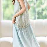 French Elegant Embroidered Spliced Sleeveless Dress