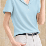 Casual Commuter Polo Lapel Half Placket Short Sleeve T-shirt