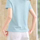 Casual Commuter Polo Lapel Half Placket Short Sleeve T-shirt