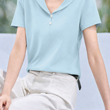 Casual Commuter Polo Lapel Half Placket Short Sleeve T-shirt