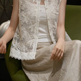 Elegant Commuter Sleeveless Lace Embroidery Waistcoat