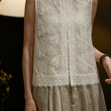 Elegant Commuter Sleeveless Lace Embroidery Waistcoat