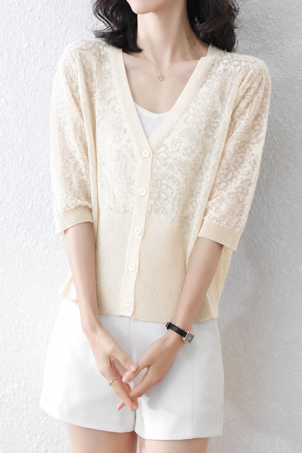 Elegant Commuter Hollow Out Knit Cardigan