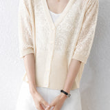Elegant Commuter Hollow Out Knit Cardigan