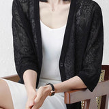 Elegant Commuter Hollow Out Knit Cardigan